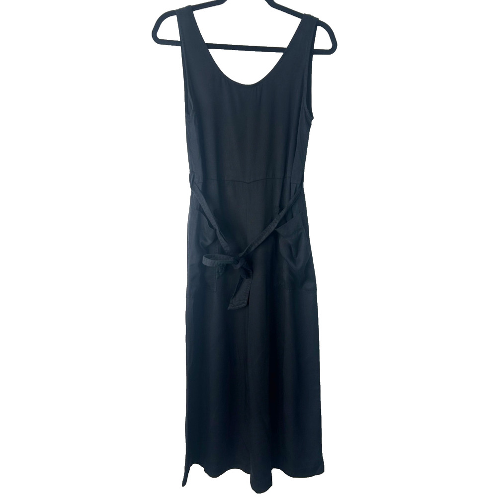 Lou & Grey Jumpsuit Womens Size Small Black Sleeveless Wide Leg Crop Belted